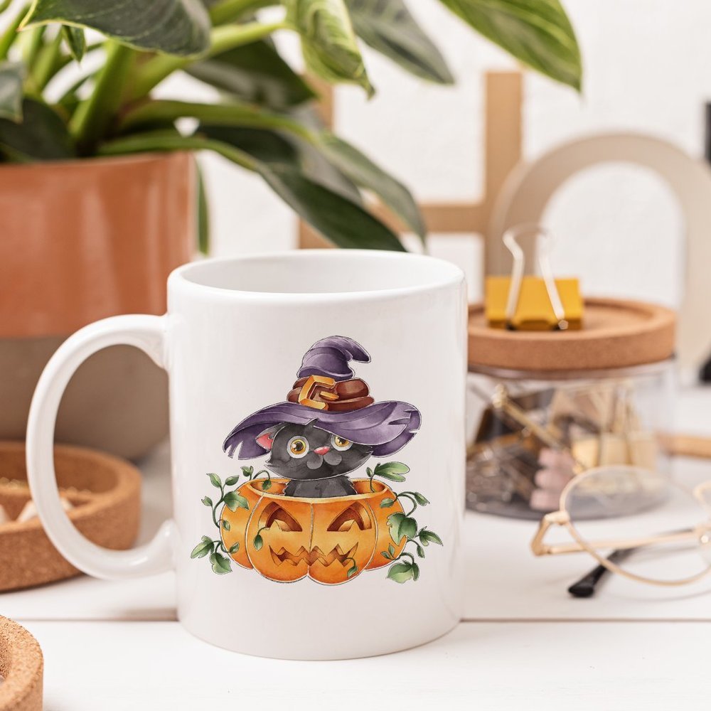 Halloween pumpkin Kitty mug